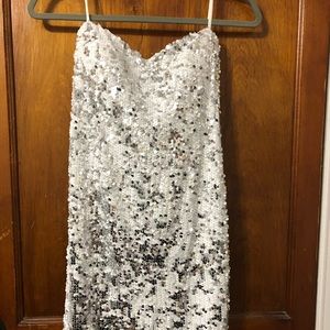Flashy white sequin dress